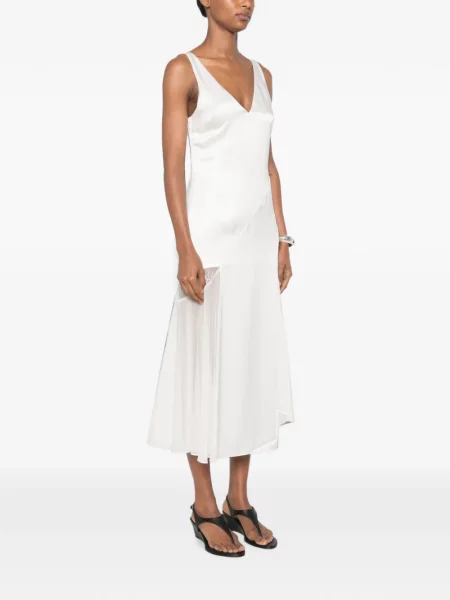 Rochie midi Sir din dantelă alb