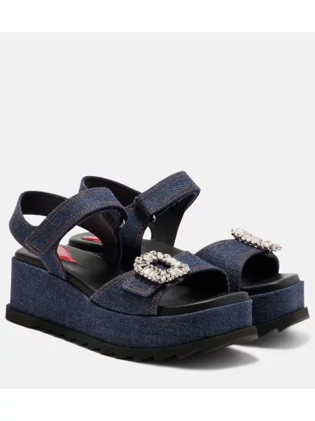 Sandale Roger Vivier cu pană albastru