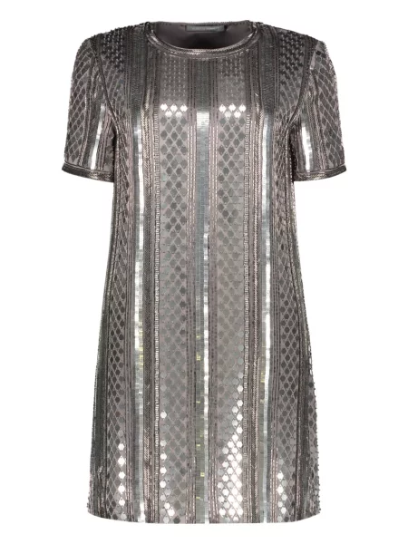 Rochie mini Alberta Ferretti cu paiete scurtă de costum argintiu