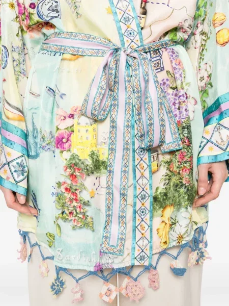 Palton Camilla cu model floral cu imagine verde