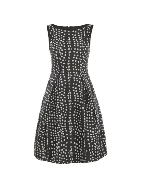 Rochie midi Max Mara cu buline evazată negru