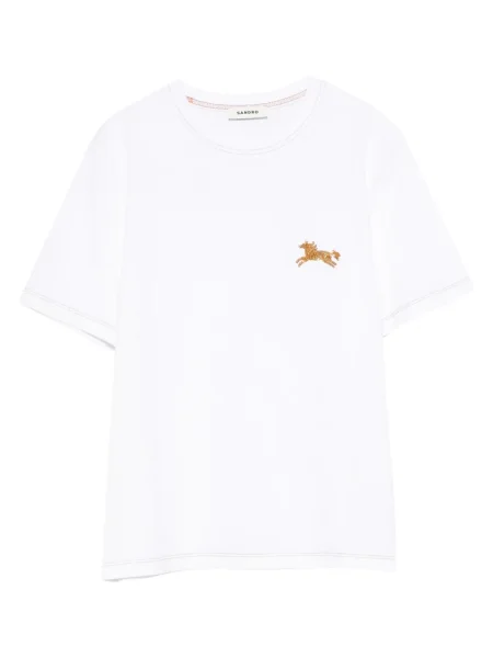 Tricou Sandro cu broderie alb