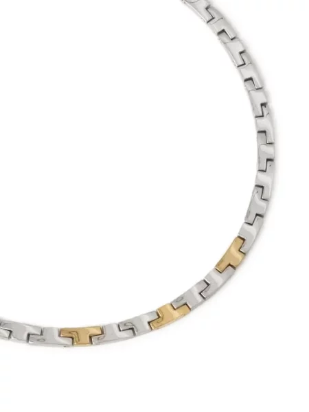 Colier Trussardi cu imprimeu geometric argintiu
