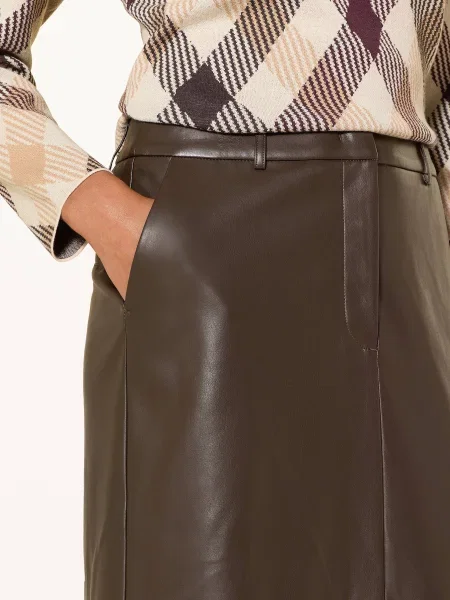 Comma Spódnica Z Imitacji Skóry braun