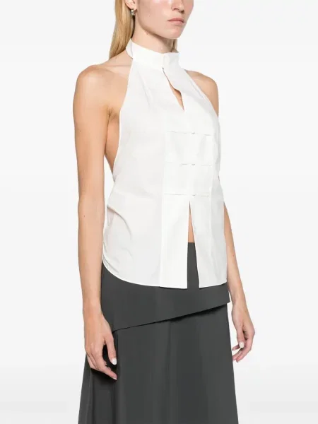 Top St. Agni cu gât halter alb