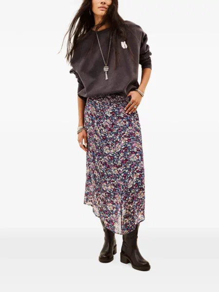 Fustă Ba&sh cu model floral cu imagine asimetrică albastru