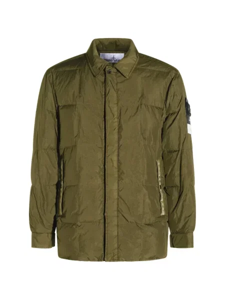 Matlasat palton Stone Island cu strasuri verde