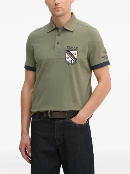 Scurt tricou polo Aeronautica Militare cu autograf verde