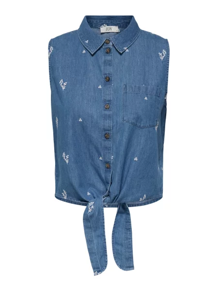 JDY Bluză JDYKAI albastru denim alb