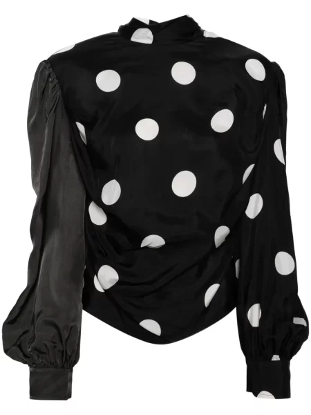 Długa bluzka Pushbutton z długim rękawem asymetryczna czarna