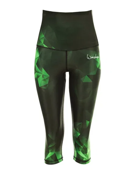 Winshape Športne hlače svetlo zelena / temno zelena bela