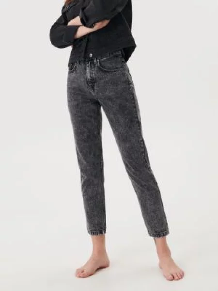 Sinsay Džíny mom high waist Šedá