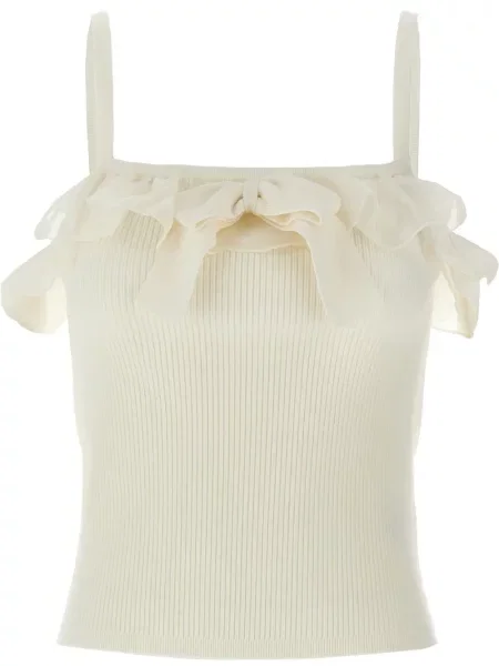 Top Alessandra Rich cu volane alb