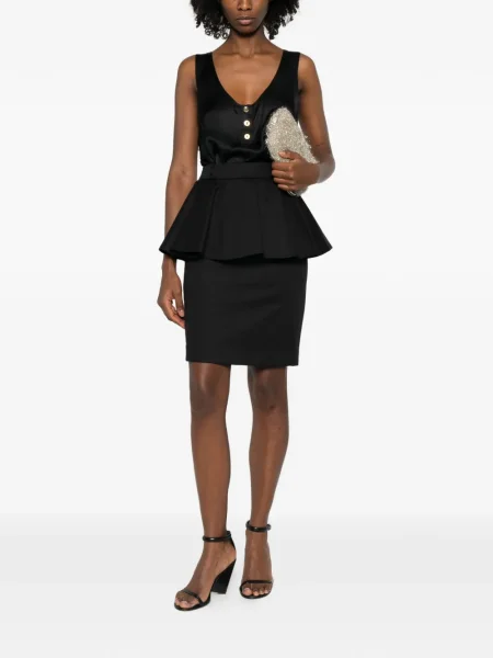 Cu peplum fusta mini Françoise scurtă negru