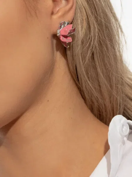 Cercei Marni cu model floral de cristal argintiu