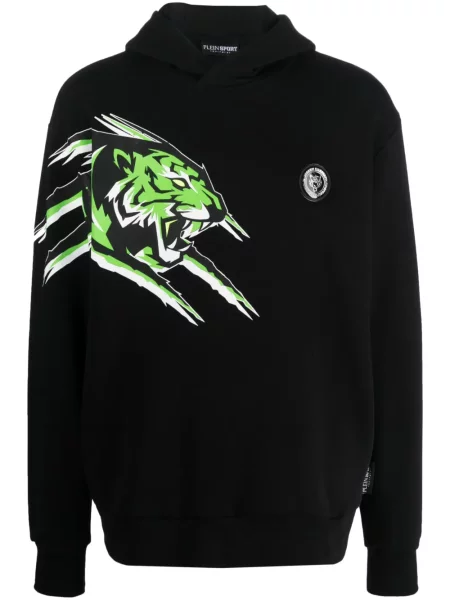 Суичър с качулка Plein Sport с принт с тигров принт черно