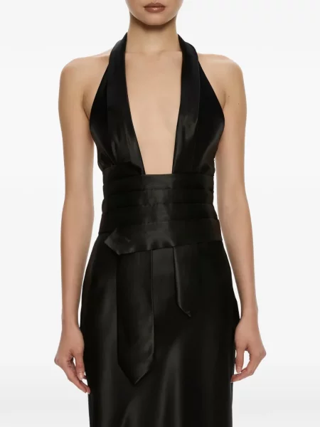 Rochie maxi Christopher Esber cu legături negru