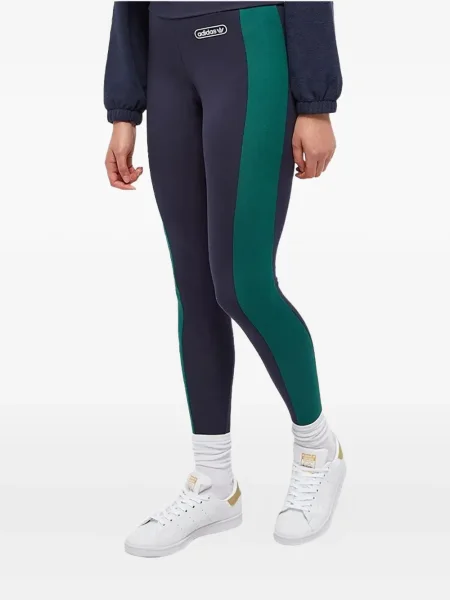 Legginsy Adidas do biegania z nadrukiem z dekoltem w serek czerwone