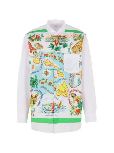 Cămașă Comme Des Garçons Homme cu imagine din poplin alb