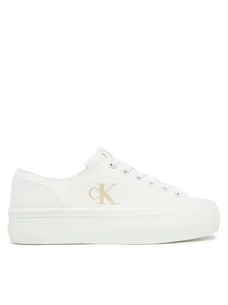 Calvin Klein Jeans Tenis superge Vulc Flatform Low Cv Mg bela