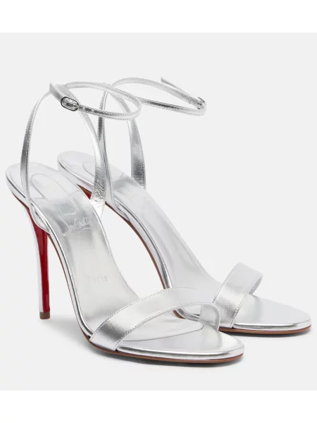 Sandale Christian Louboutin din piele argintiu