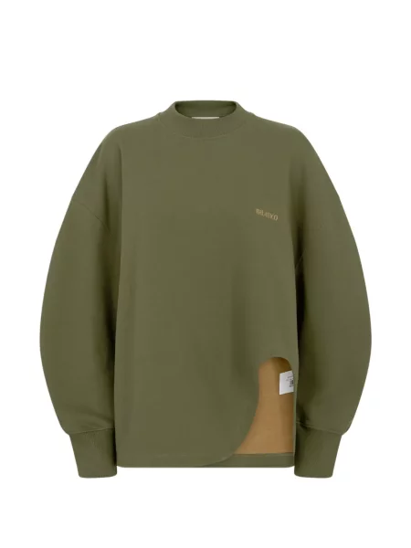 Lung hanorac crewneck The Attico cu decolteu rotund verde
