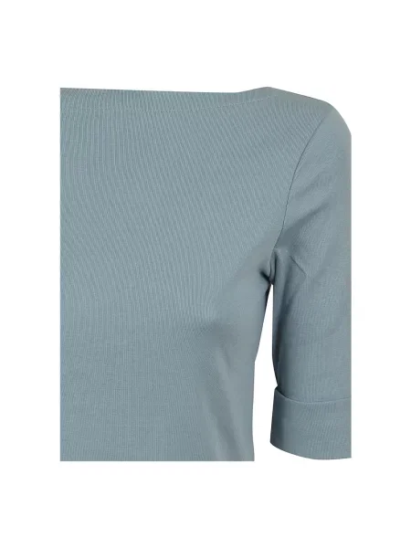 T-shirt krój slim fit z czystej bawełny Lauren Ralph Lauren niebieska