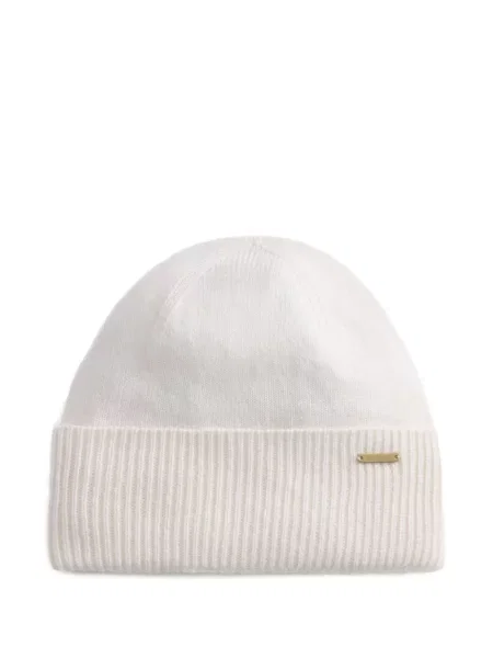 Czapka Woolrich z kaszmiru prążkowana biała