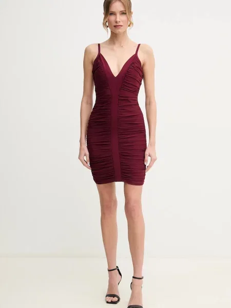 Herve Leger sukienka Andrea mini dopasowana bordowy