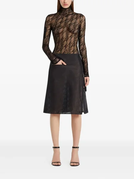 Top Courreges din dantelă negru