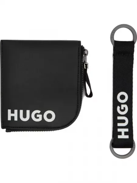HUGO De piele portmoneu/breloc GBHM_Coin c K hold negru