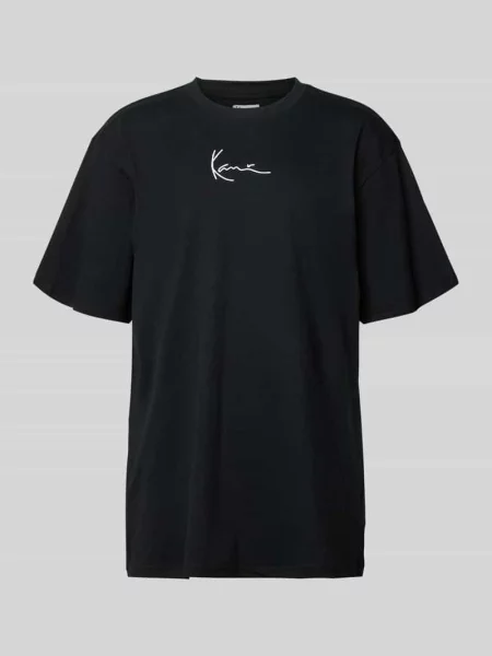 T-shirt z Wyhaftowane logo i Okrągły dekolt Karl Kani czarna