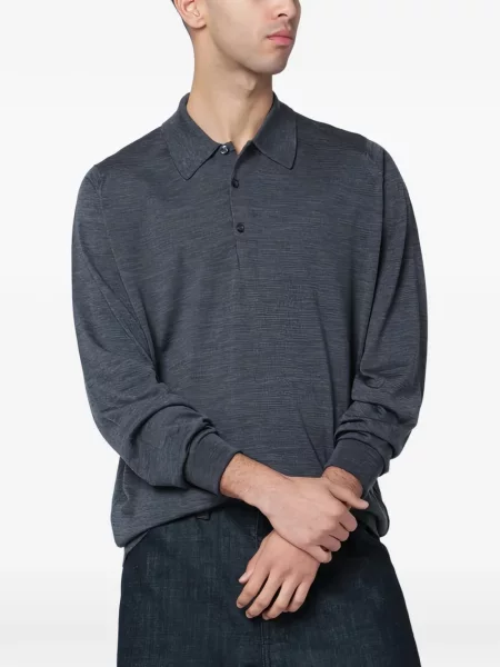 Lung tricou polo John Smedley gri