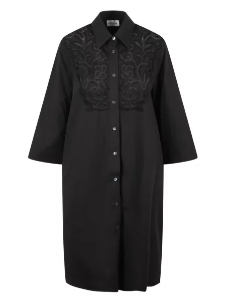 Rochie midi P.a.r.o.s.h. până la genunchi din poplin de costum negru