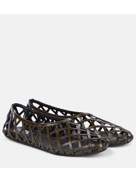 Кожени балеринки Alaia зелено