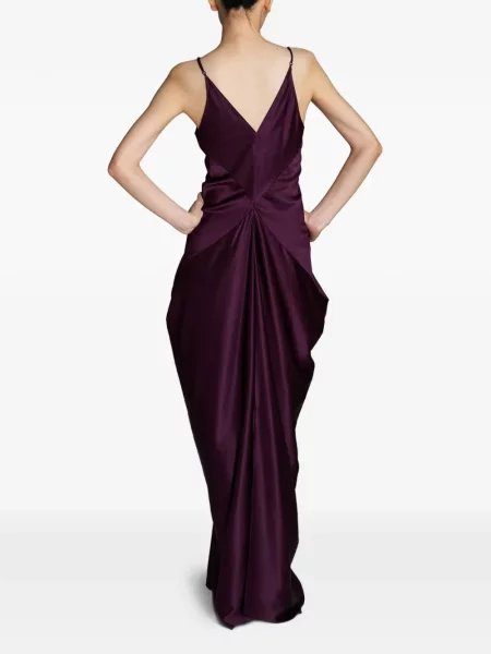 Rochie maxi Yangkehan de mătase drapată violet