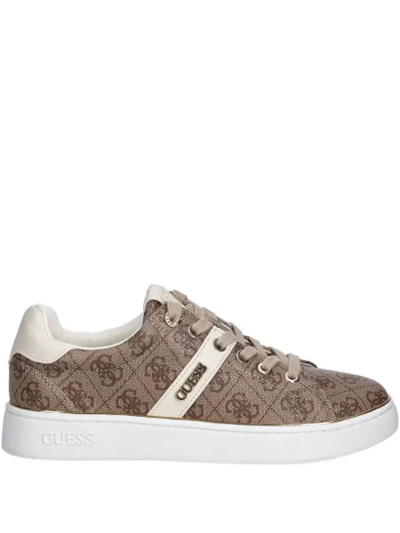 Sneakerși Guess cu autograf maro