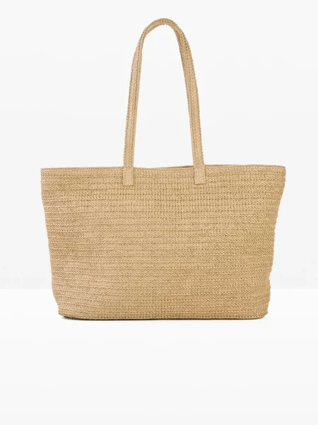 Torba typu shopper w optyce plecionki beżowa