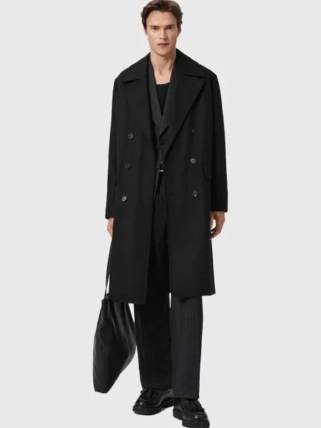 Пальто з додаванням вовни AllSaints CURRAN чорний