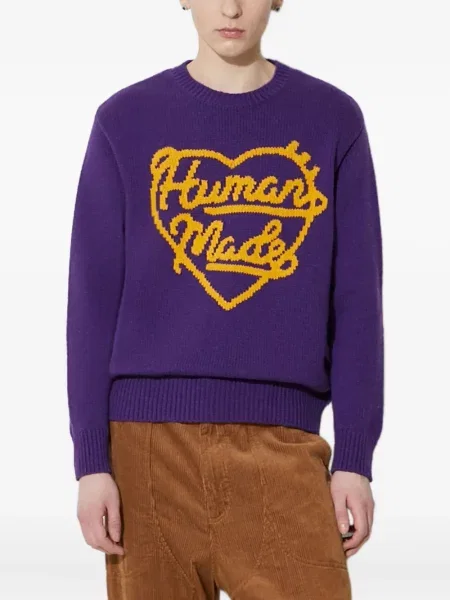 Pulover Human Made cu motiv cu inimi violet