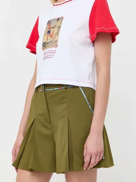 MAX&Co. pantaloni scurti Supermax x Superga femei neted high waist verde