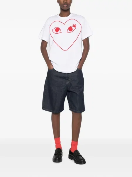 Тениска Comme Des Garçons Play с принт със сърца бяло