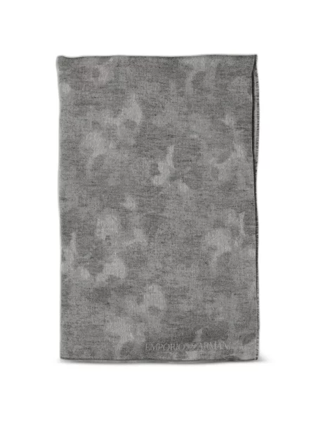 Jacquard sál Emporio Armani autogrammal szürke