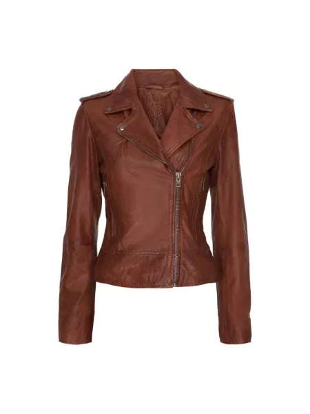 Kurtka skórzana Notyz biker brązowa