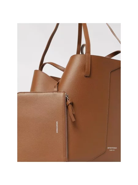 Shopperka Emporio Armani skórzana brązowa