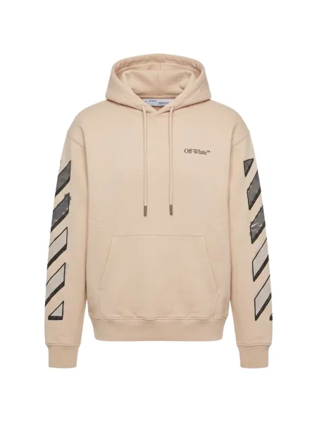 Hanorac cu glugă Off-white cu imagine alb