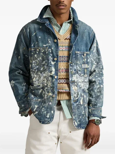 Dlouhá pruhovaná s límcem kšiltovka Polo Ralph Lauren modrá