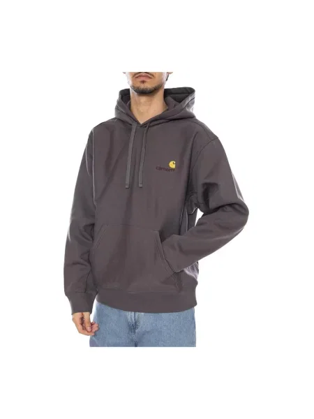 Carhartt WIP bluza Hooded American Script Sweat szary z kapturem gładka fioletowa