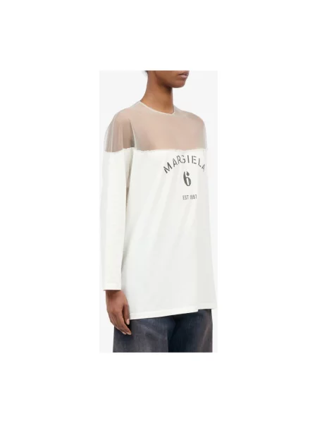 Sweter Mm6 Maison Margiela z dżerseju z logo biały