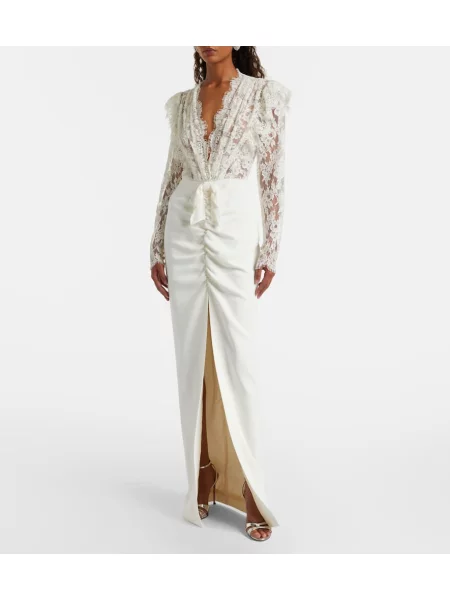 Rochie Alessandra Rich din dantelă alb